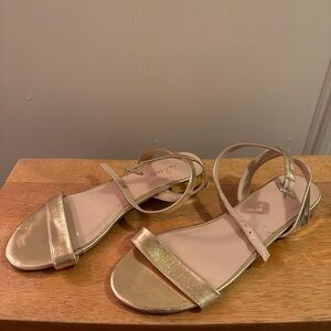 Lulu's Metallic Gold Strappy Sandals